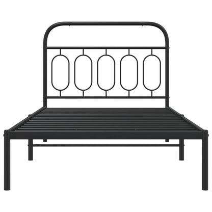 Metal Bed Frame without Mattress with Headboard Black 100x200cm