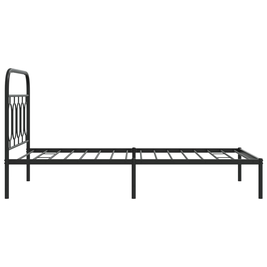 Metal Bed Frame without Mattress with Headboard Black 100x200cm