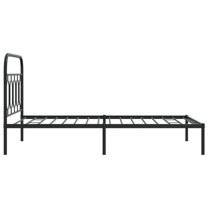 Metal Bed Frame without Mattress with Headboard Black 100x200cm