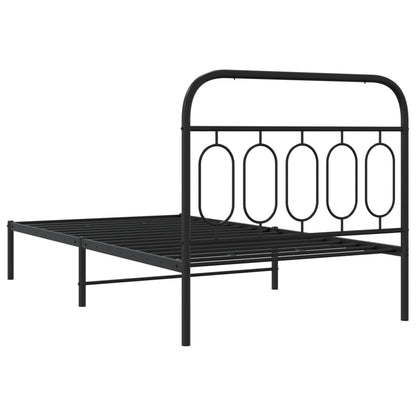 Metal Bed Frame without Mattress with Headboard Black 100x200cm