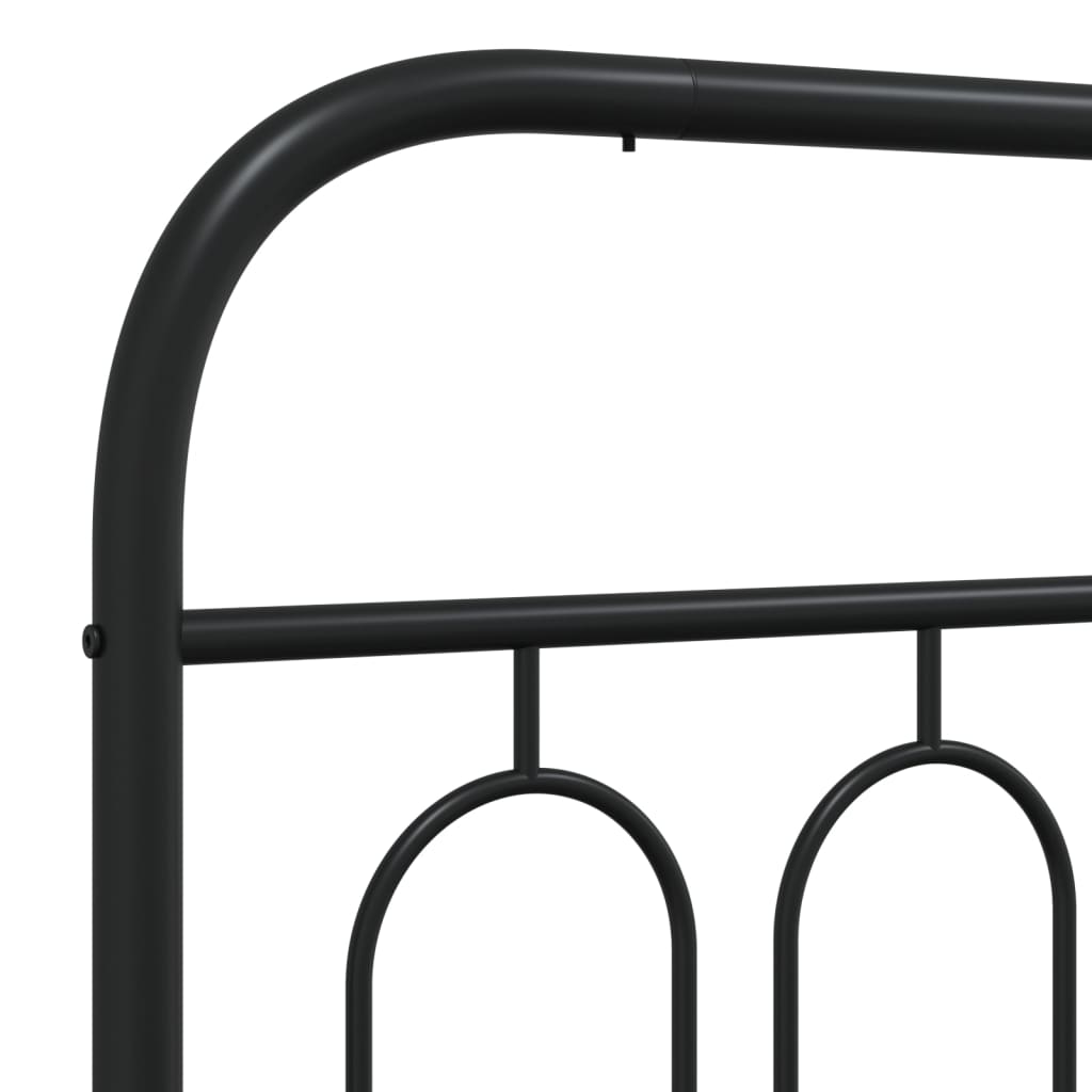 Metal Bed Frame without Mattress with Headboard Black 100x200cm