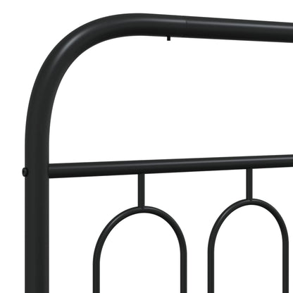 Metal Bed Frame without Mattress with Headboard Black 100x200cm