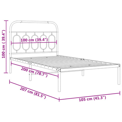 Metal Bed Frame without Mattress with Headboard Black 100x200cm