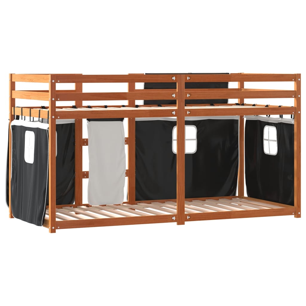 Bunk Bed without Mattress White&Black 90x190 cm Single Solid Wood Pine