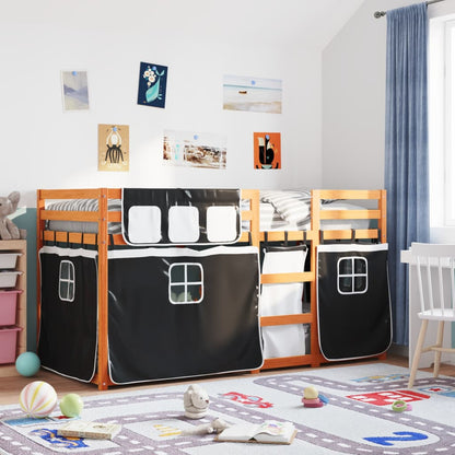 Bunk Bed without Mattress White&Black 90x190 cm Single Solid Wood Pine