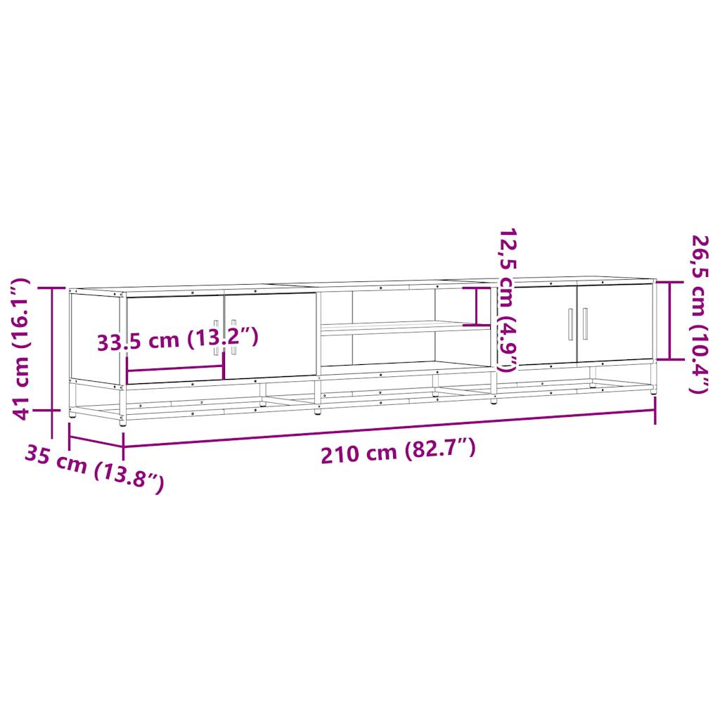 TV Cabinet Smoked Oak 210x35x41 cm Engineered Wood