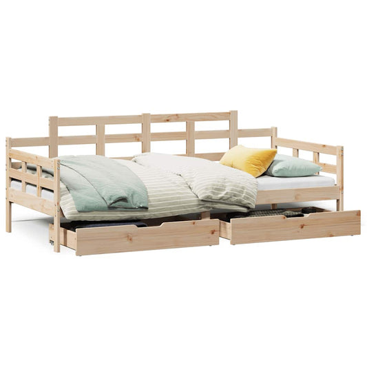 Daybed with Drawers without Mattress 90x190 cm Single Solid Wood