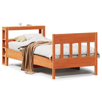 Bed Frame without Mattress Wax Brown 75x190 cm Small Single Solid Wood Pine