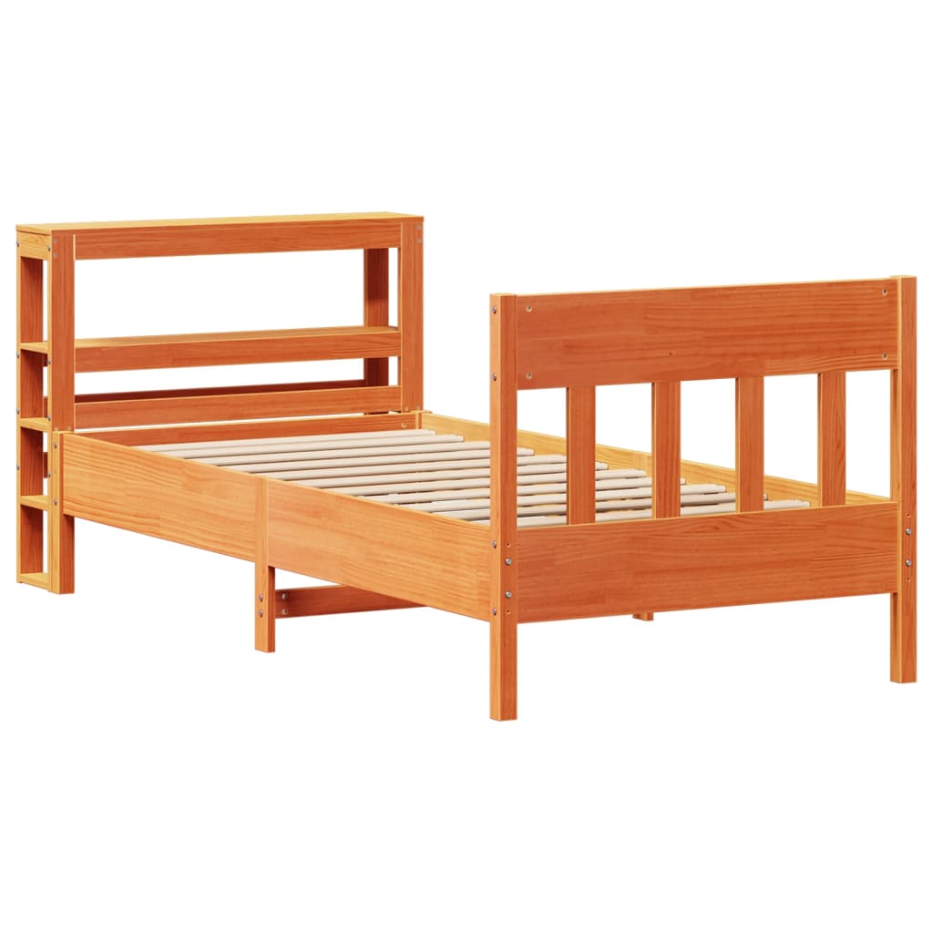 Bed Frame without Mattress Wax Brown 75x190 cm Small Single Solid Wood Pine