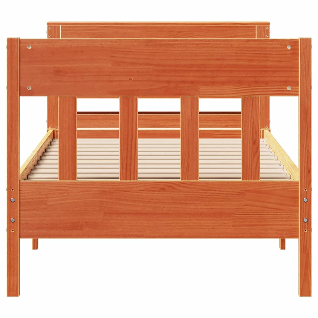 Bed Frame without Mattress Wax Brown 75x190 cm Small Single Solid Wood Pine