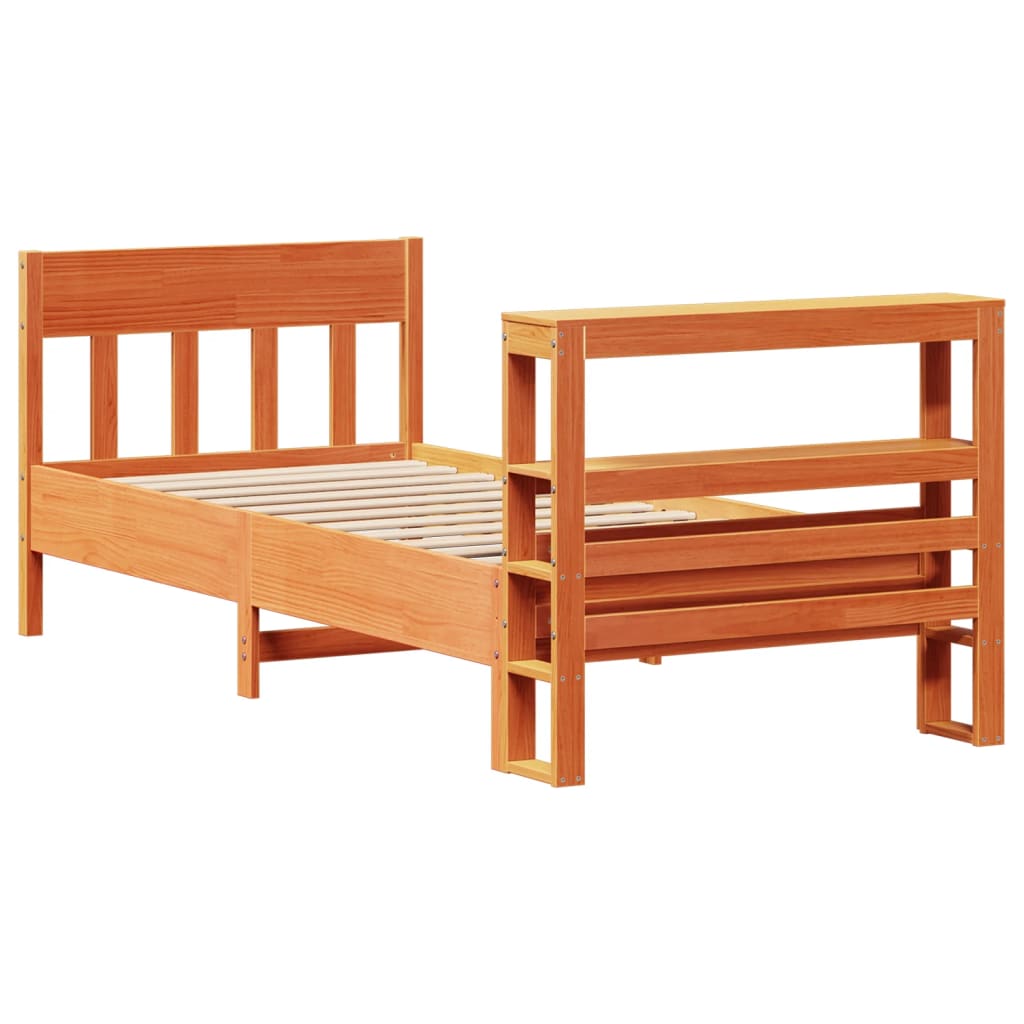 Bed Frame without Mattress Wax Brown 75x190 cm Small Single Solid Wood Pine