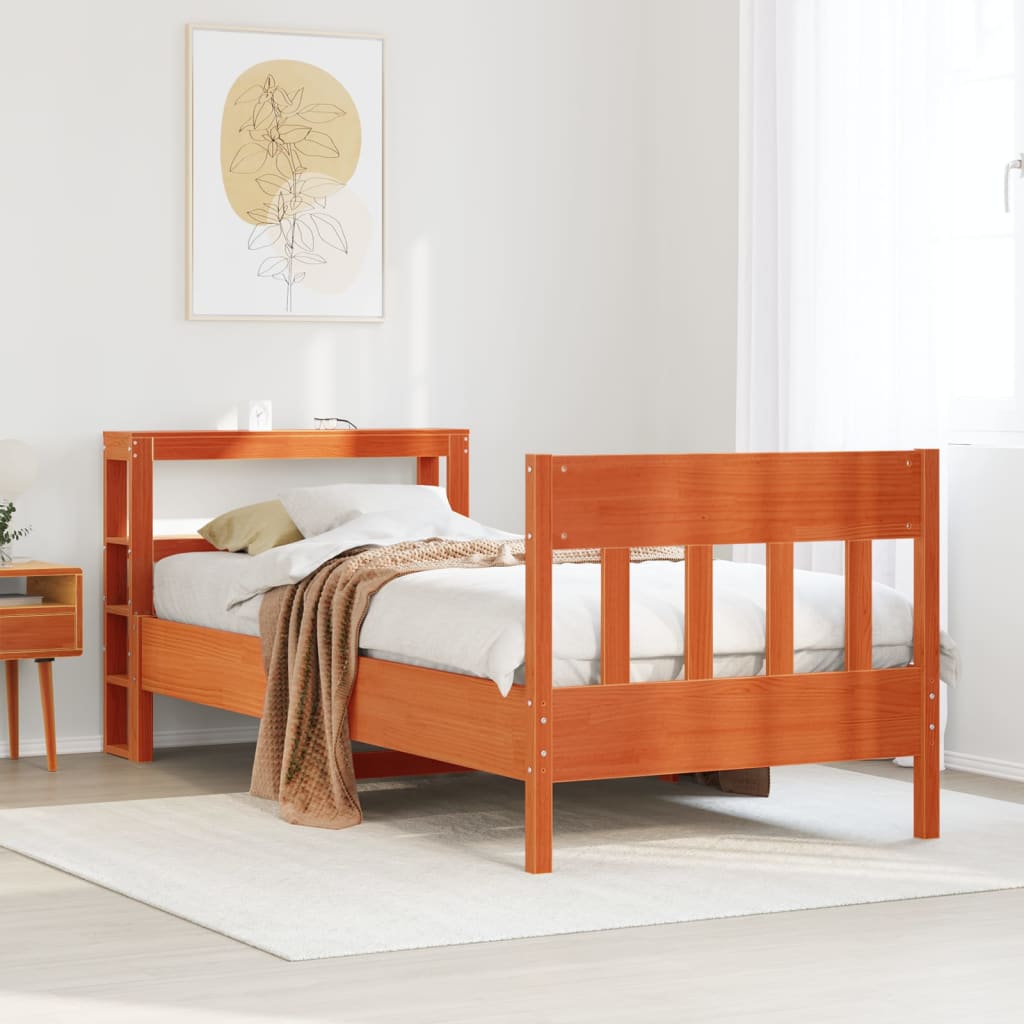 Bed Frame without Mattress Wax Brown 75x190 cm Small Single Solid Wood Pine