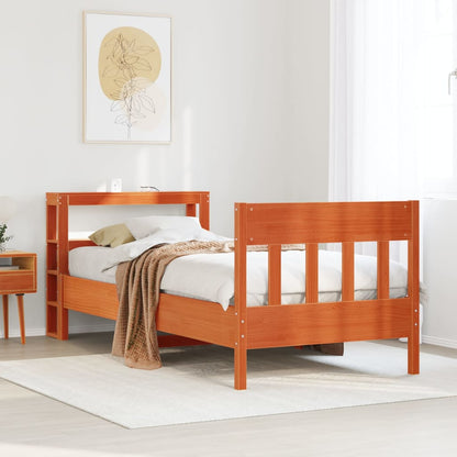 Bed Frame without Mattress Wax Brown 75x190 cm Small Single Solid Wood Pine