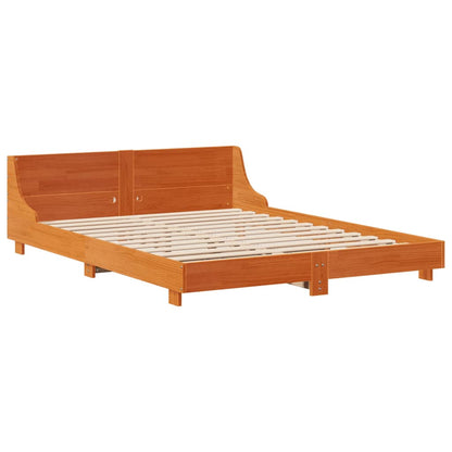 Bed Frame without Mattress Wax Brown 140x200 cm Solid Wood Pine