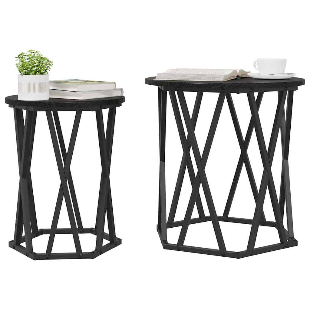 Coffee Table 2 pcs Black oak 50 x 50 x 50 cm