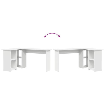 Desk with Shelf White 142 x 102 x 73 cm Engineered wood