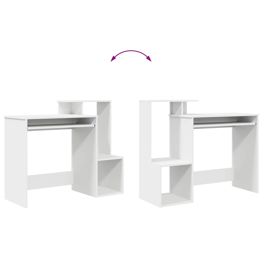 Desk with Shelf White 106 x 40 x 88.5 cm Engineered Wood