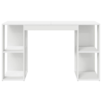 Desk with Storage White 130 x 50.5 x 75 cm Engineered Wood