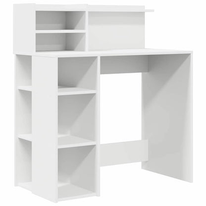 Desk with Storage White 90 x 48 x 101.5 cm Engineered Wood