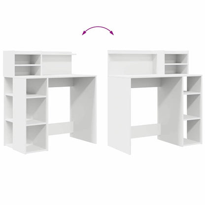 Desk with Storage White 90 x 48 x 101.5 cm Engineered Wood
