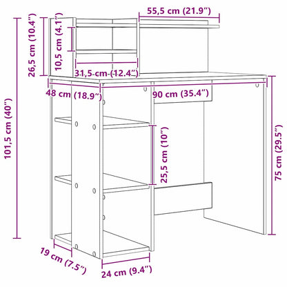 Desk with Storage White 90 x 48 x 101.5 cm Engineered Wood