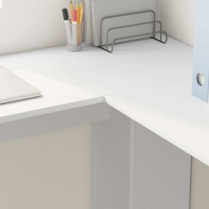 Corner Desk with Storage with Shelf White 140 x 113.5 x 75 cm