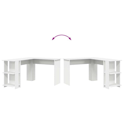 Corner Desk with Storage with Shelf White 140 x 113.5 x 75 cm