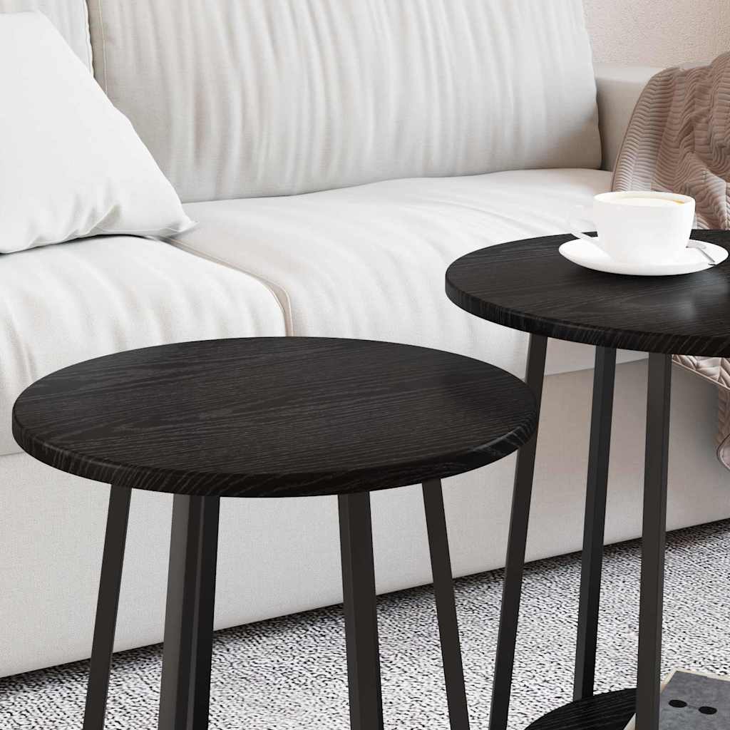 Side Table Set with Shelf 2 pcs Black oak 50 x 50 x 51 cm