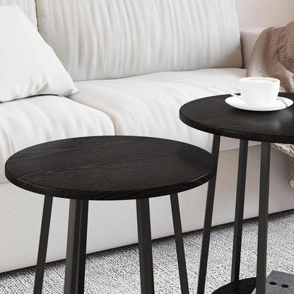 Side Table Set with Shelf 2 pcs Black oak 50 x 50 x 51 cm