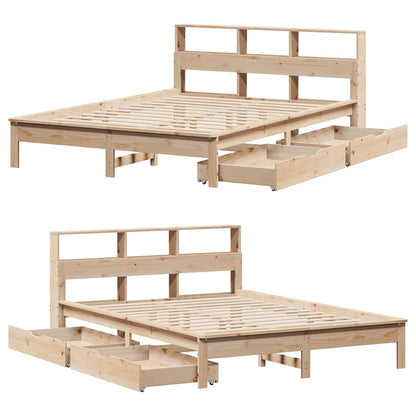 Bookcase Bed without Mattress 120x190 cm Small Double Solid Wood Pine