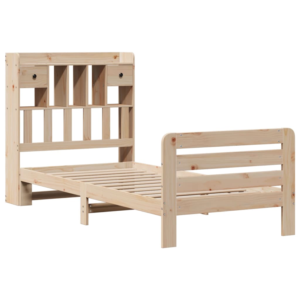Bookcase Bed without Mattress 90x200 cm Solid Wood Pine