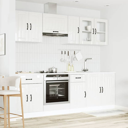 8 Piece Kitchen Cabinet Set Lucca High Gloss White Engineered Wood