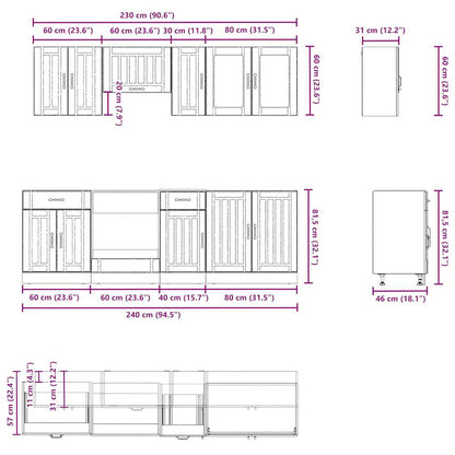 8 Piece Kitchen Cabinet Set Lucca High Gloss White Engineered Wood