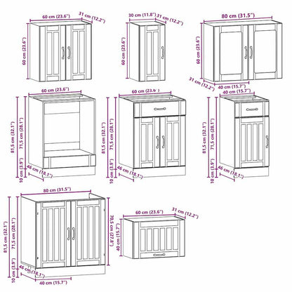 8 Piece Kitchen Cabinet Set Lucca High Gloss White Engineered Wood