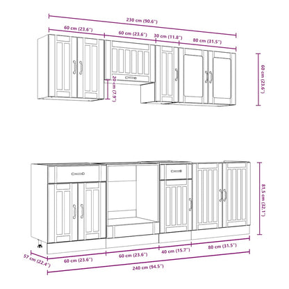 8 Piece Kitchen Cabinet Set Lucca High Gloss White Engineered Wood