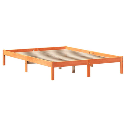 Bookcase Bed without Mattress Wax Brown 150x200 cm King Solid Wood Pine