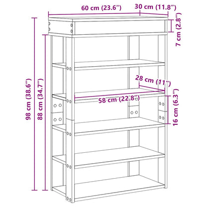Shoe Rack Artisan Oak 60x30x98 cm Engineered Wood