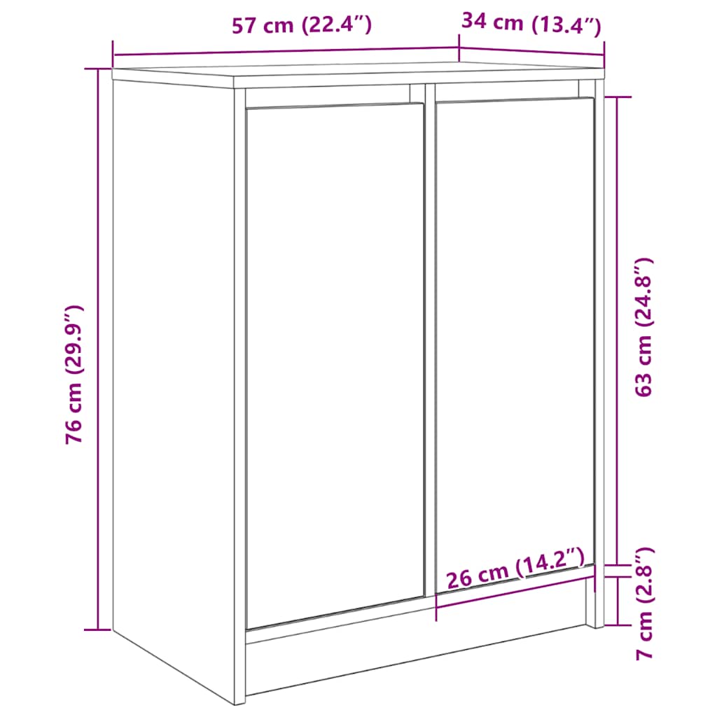 Shoe Cabinet Sonoma Oak 57x34x76 cm Engineered Wood