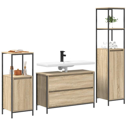 Bathroom Furniture Set 3 pcs Sonoma oak 90 x 34.5 x 60 cm