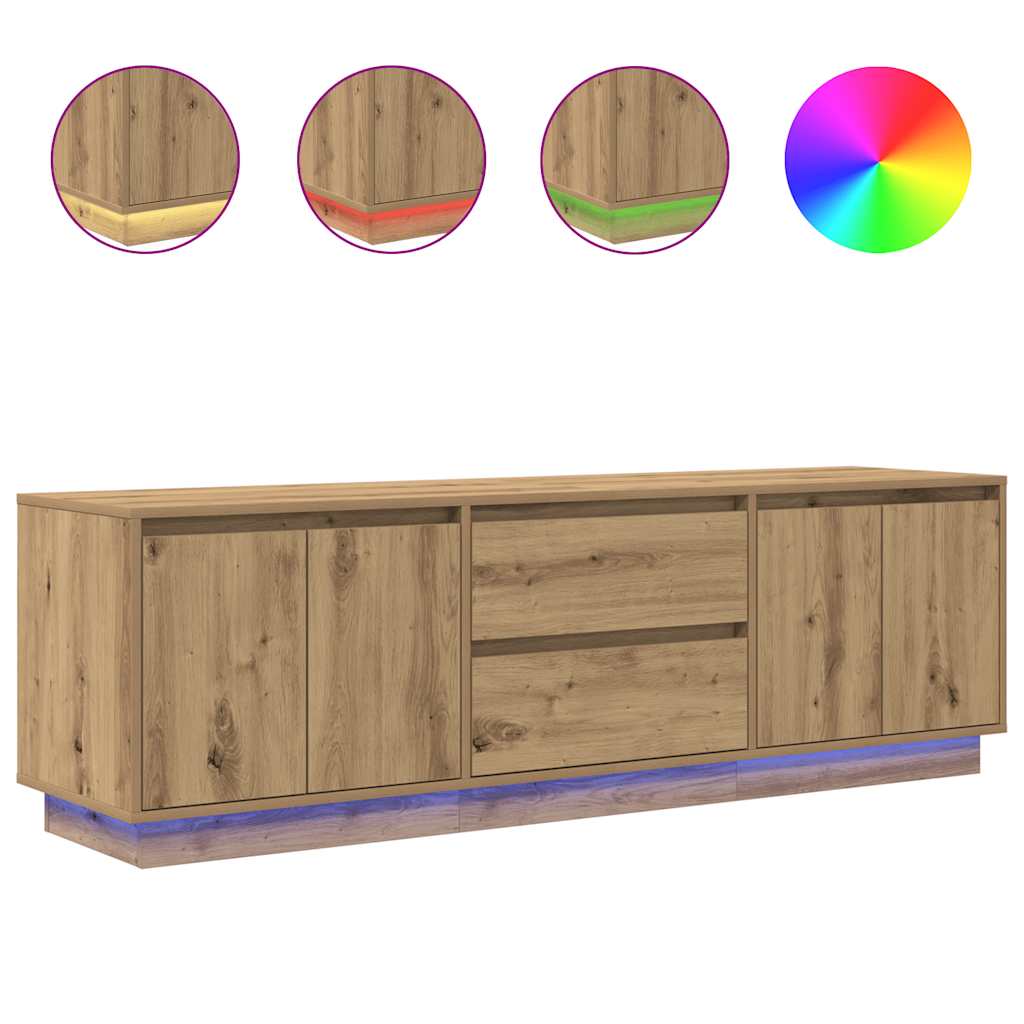 TV Cabinet with LED Lights Artisan Oak 160.5x41x50 cm