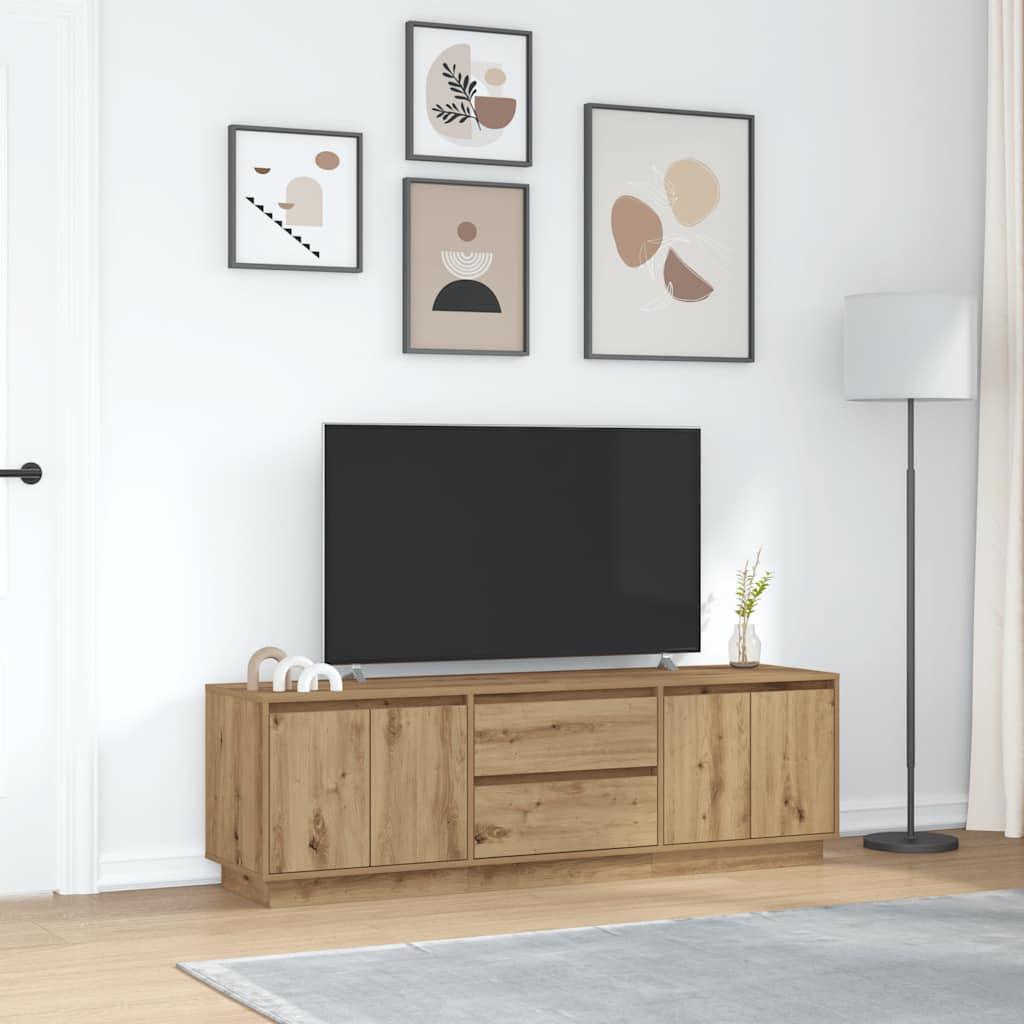 TV Cabinet with LED Lights Artisan Oak 160.5x41x50 cm