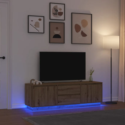 TV Cabinet with LED Lights Artisan Oak 160.5x41x50 cm