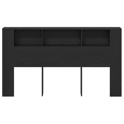 Headboard Cabinet with Storage Black oak 180 x 18.5 x 102.5 cm
