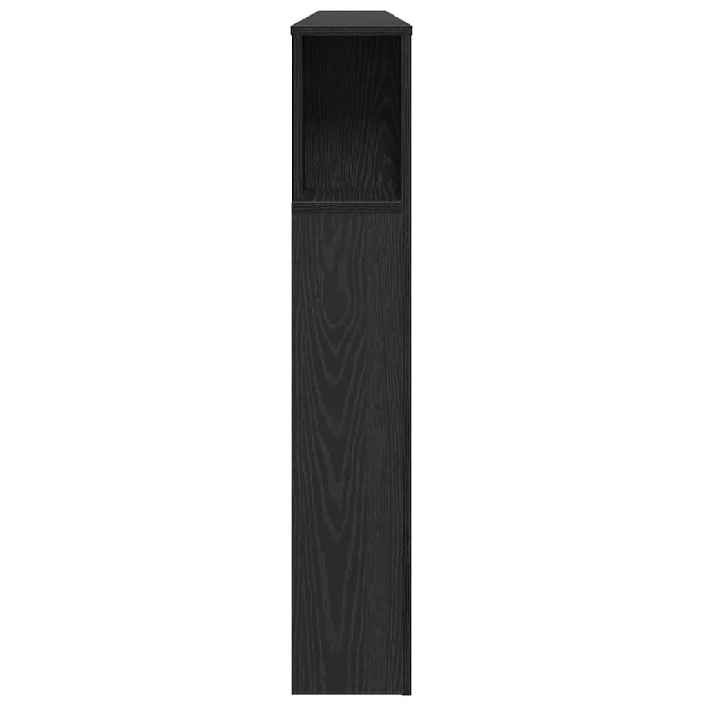 Headboard Cabinet with Storage Black oak 180 x 18.5 x 102.5 cm
