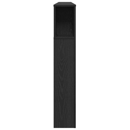 Headboard Cabinet with Storage Black oak 180 x 18.5 x 102.5 cm