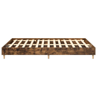 Bed Frame No Mattress Smoked Oak 150x200 cm King Size Engineered Wood
