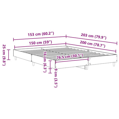 Bed Frame No Mattress Smoked Oak 150x200 cm King Size Engineered Wood