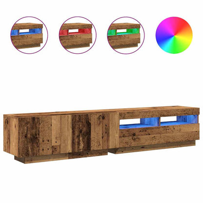 TV Cabinet with LED Lights Old Wood 200x35x40 cm Engineered Wood