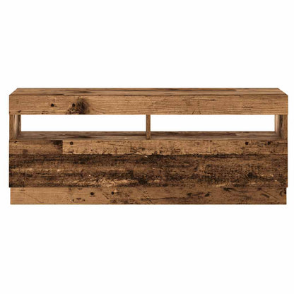 TV Cabinet with LED Lights Old Wood 200x35x40 cm Engineered Wood