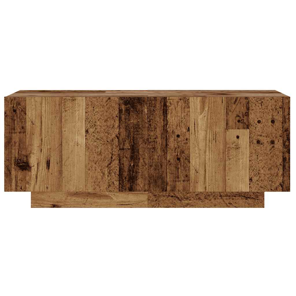 TV Cabinet with LED Lights Old Wood 200x35x40 cm Engineered Wood